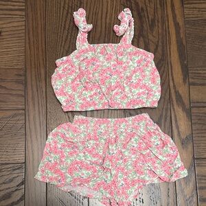 Chelsea & Violet Pink and White Floral Kids Matching Set